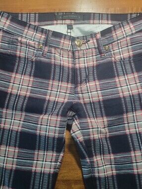 Y2K Vintage Juicy Couture Navy, White & Pink Plaid Skinny Pants